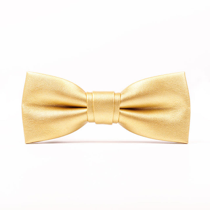 Men's Solid Color Leather Bow Tie