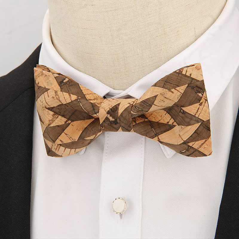 Men's Creative Plain Cork Wooden Bow Tie