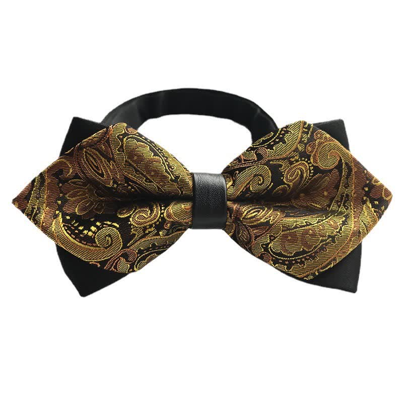 Men's Paisley Double-layer Pointed Bow Tie