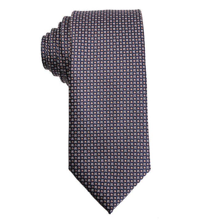 Men's Coffee Brown Series Micro Checks Necktie