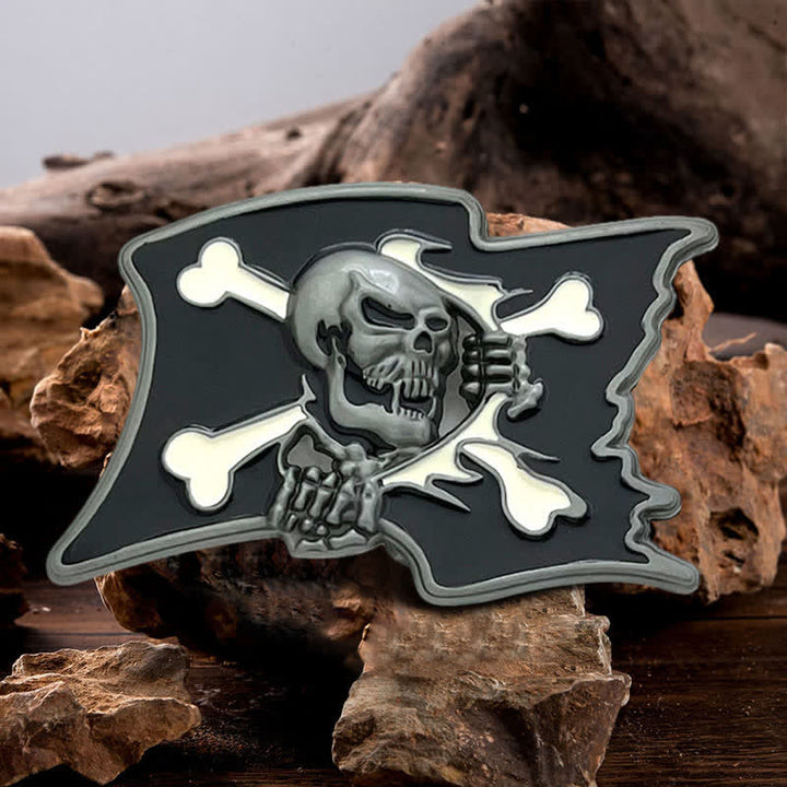 Men's DIY Jolly Roger Skull Flag Buckle Leather Belt