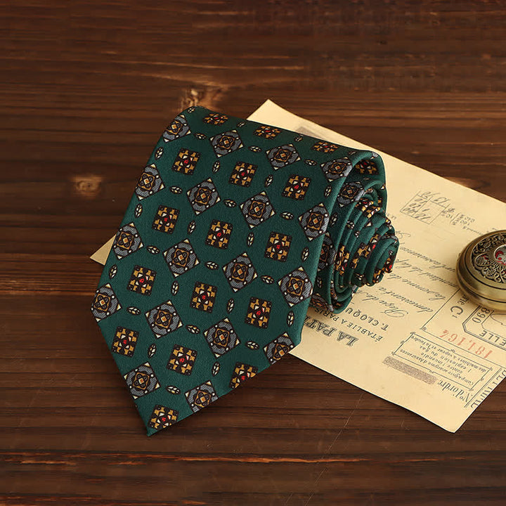 Men's Luxurious Medallion Geometric Necktie - Teal - image 2