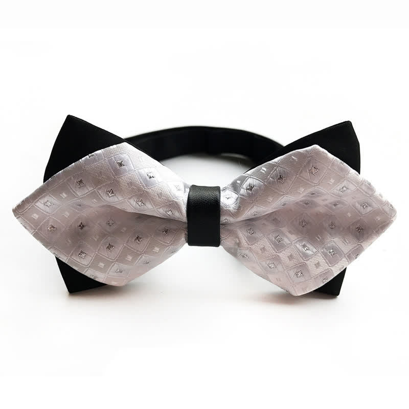 Men's Checkered Shiny Diamond Pointy Bow Tie