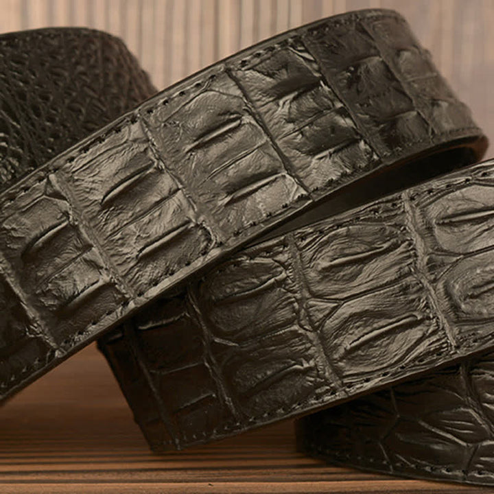 Men's Lion Head Alligator Pattern Leather Belt