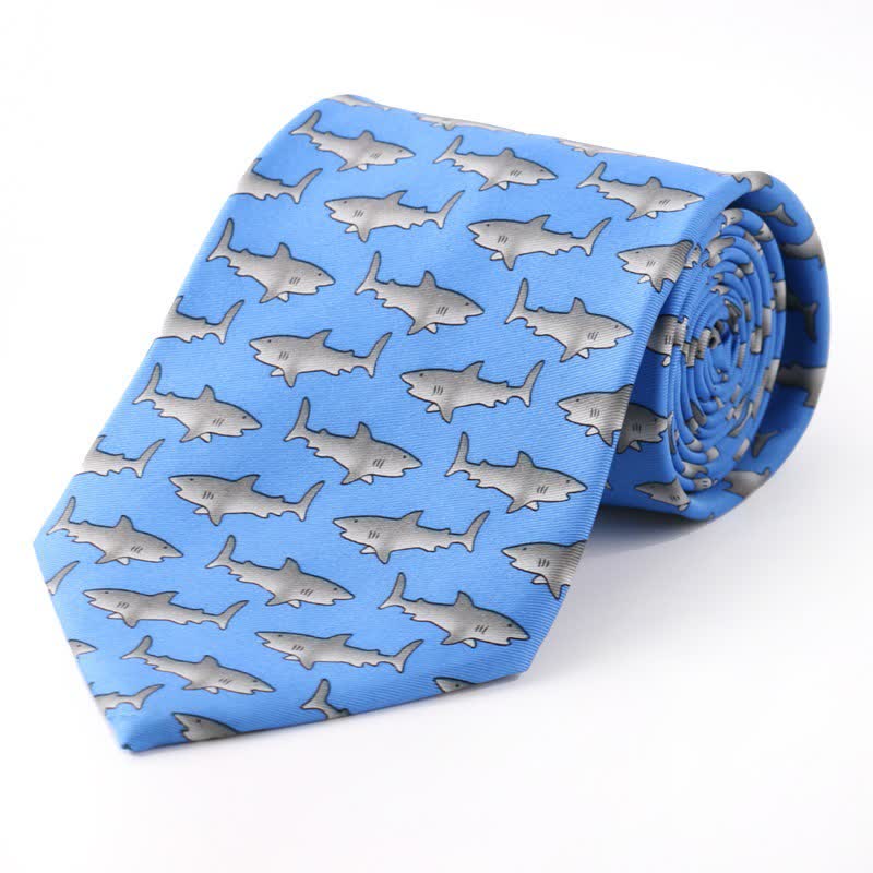 Men's Creative Cartoon Motif Country Necktie - Shark - image 1