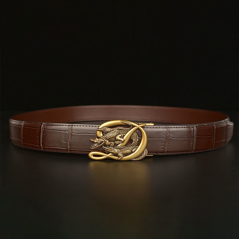 Men's Crocodile Buckle Alligator Pattern Leather Belt