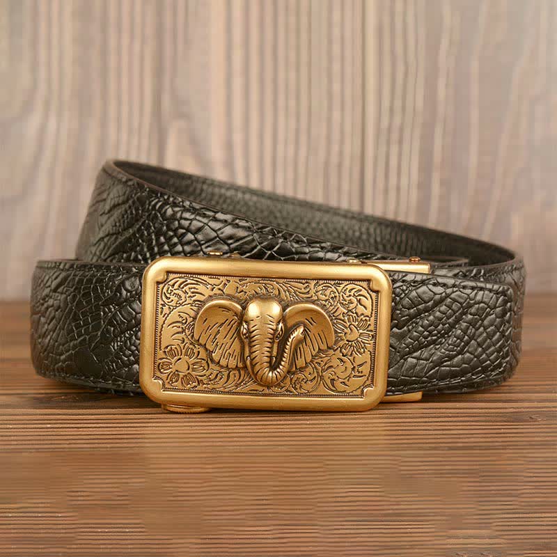 Men's Punk Elephant Alligator Pattern Leather Belt