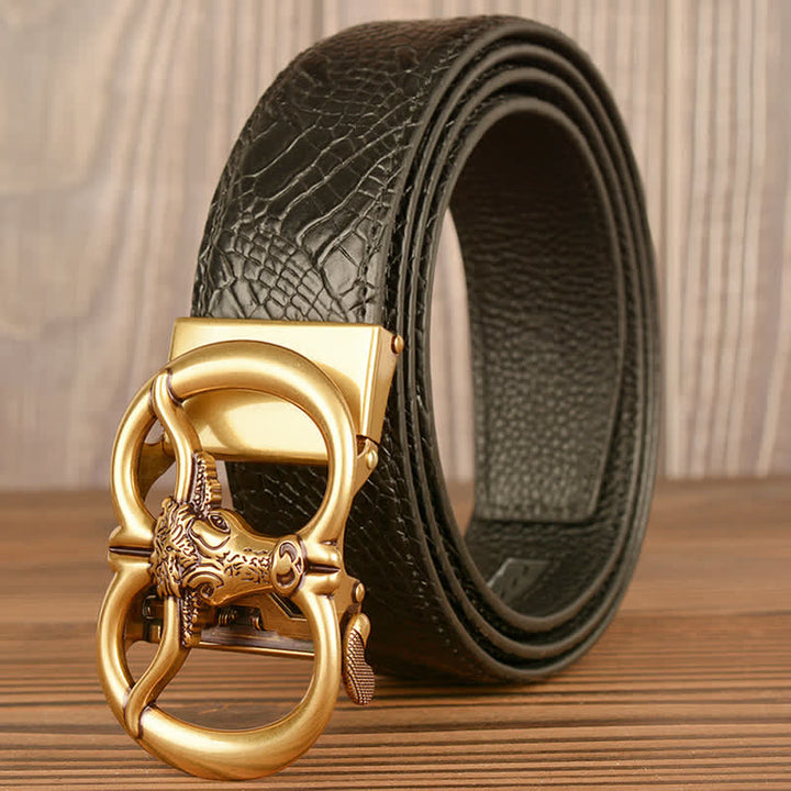 Men's Giant Ox Crocodile Pattern Leather Belt