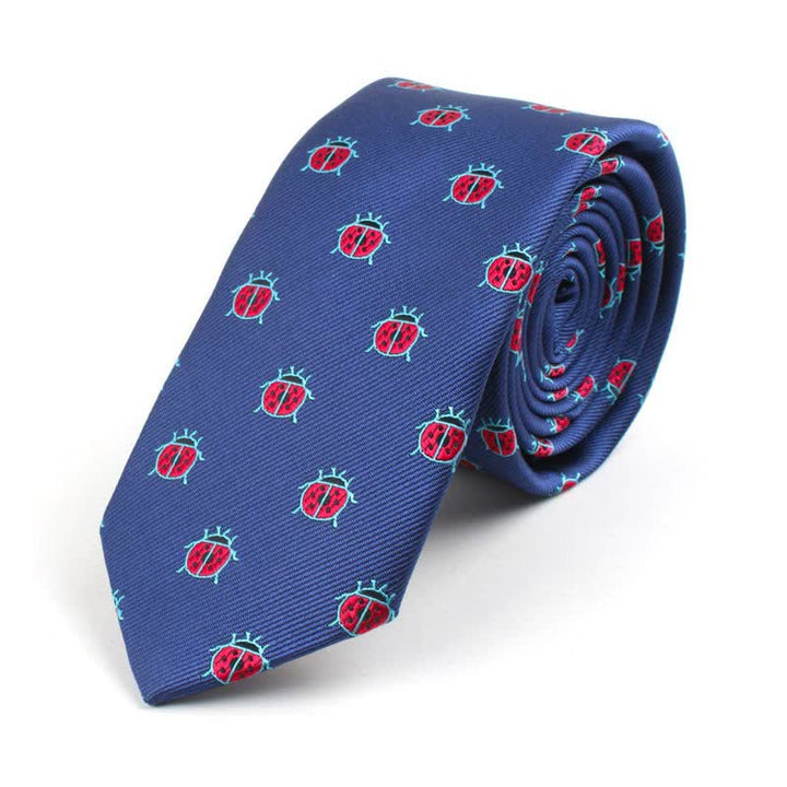 Men's Cute Cartoon Motifs Necktie - Blue Ladybird - image 15