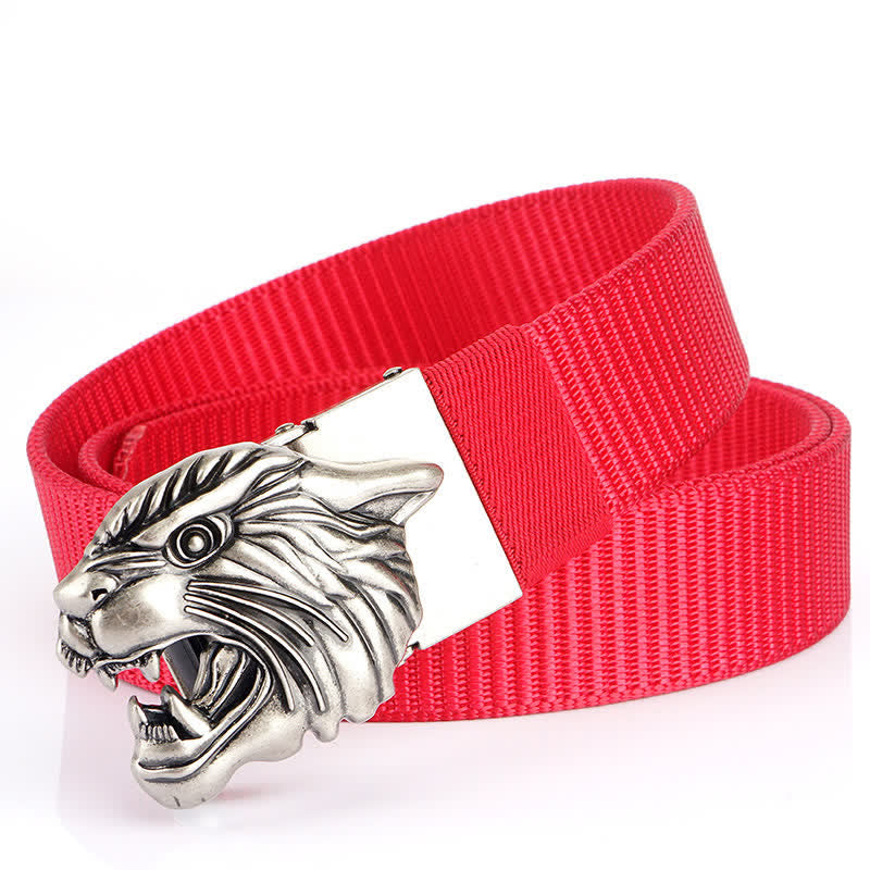 Men's Roaring Tiger Head Nylon Belt