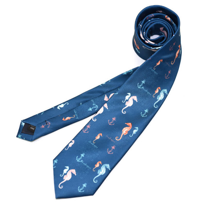 Men's Creative Funny Printed Necktie - Sea Horse - image 10
