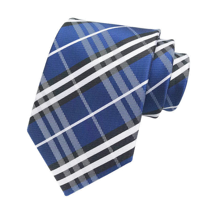 Men's Classic Scottish Plaid Necktie - Navy - image 10