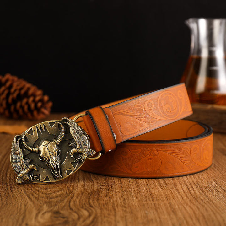 Men's Vintage Bull & Dual Eagles Leather Belt