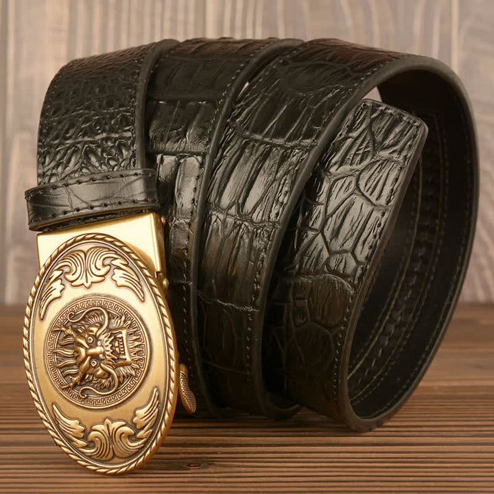 Men's Dragon Head Crocodile Pattern Leather Belt