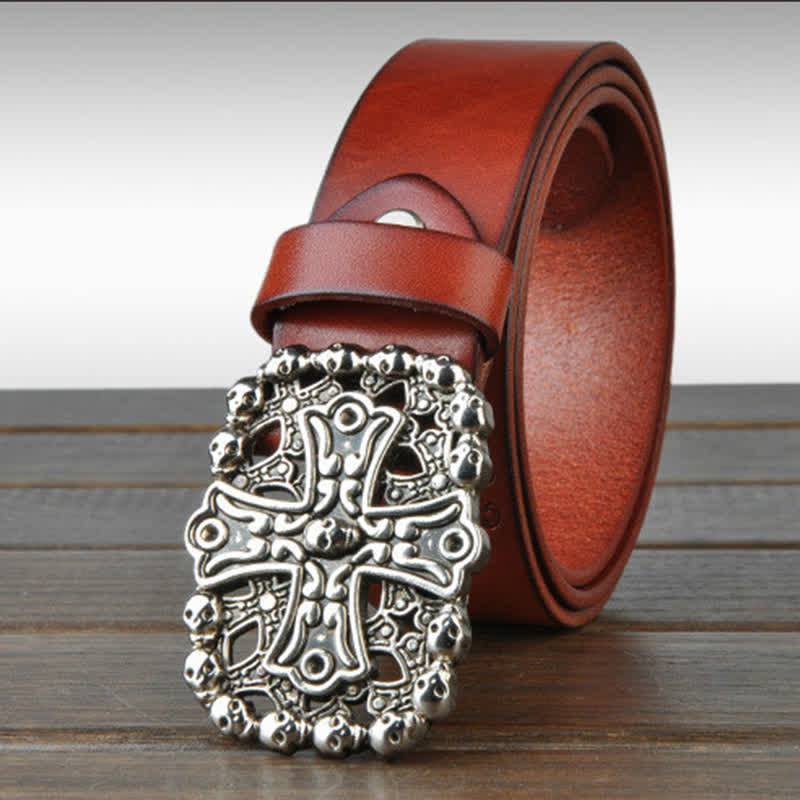 Men's Gothic Skull Plate Buckle Leather Belt