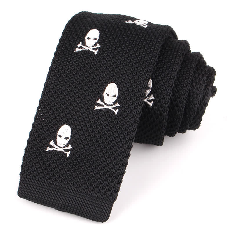 Men's Repeating Motifs Skinny Knitted Necktie