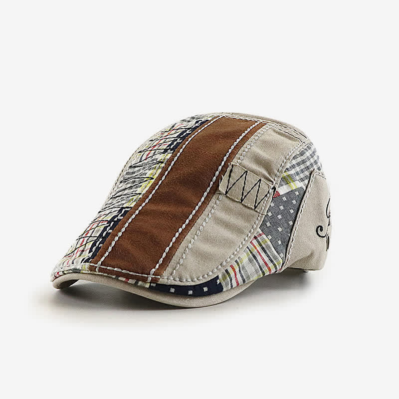 Stitching Patchwork Cabbie Beret Flat Cap