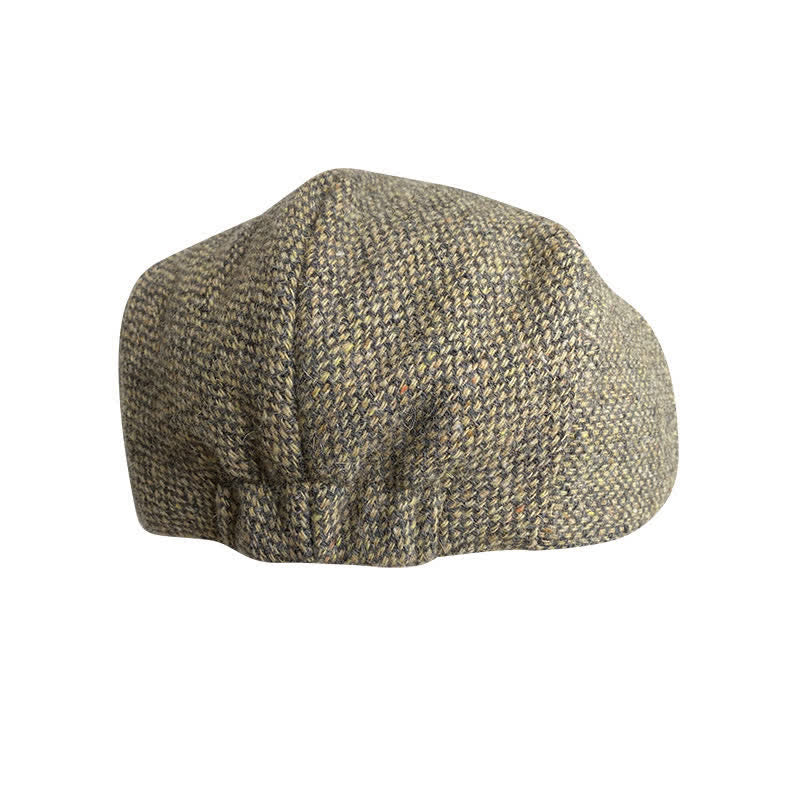 Tweed Herringbone Plaid Beret Flat Cap