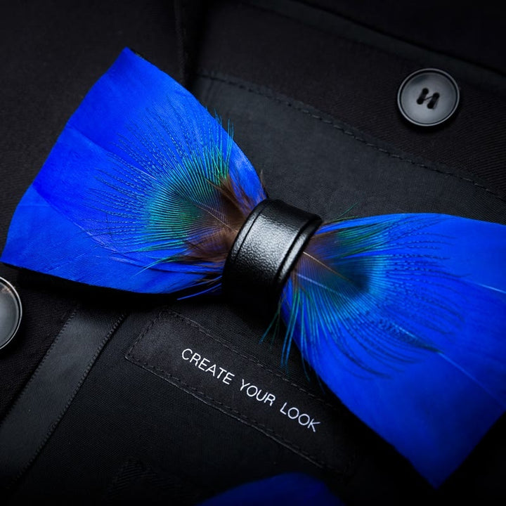 Blue Peacock Feather Bow Tie Collection Bundle