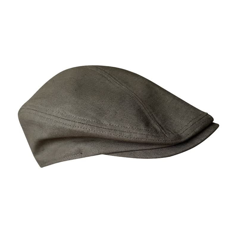 Linen Army Green Breathable Beret Flat Cap