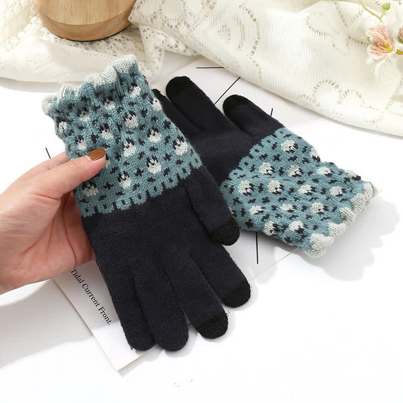 Women's Full Finger Gardening Touch Screen Knit Gloves