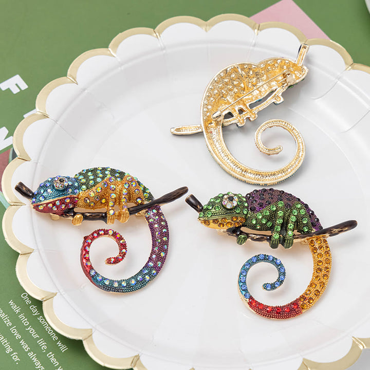 Women's Colorful Chameleon Lizard Brooch