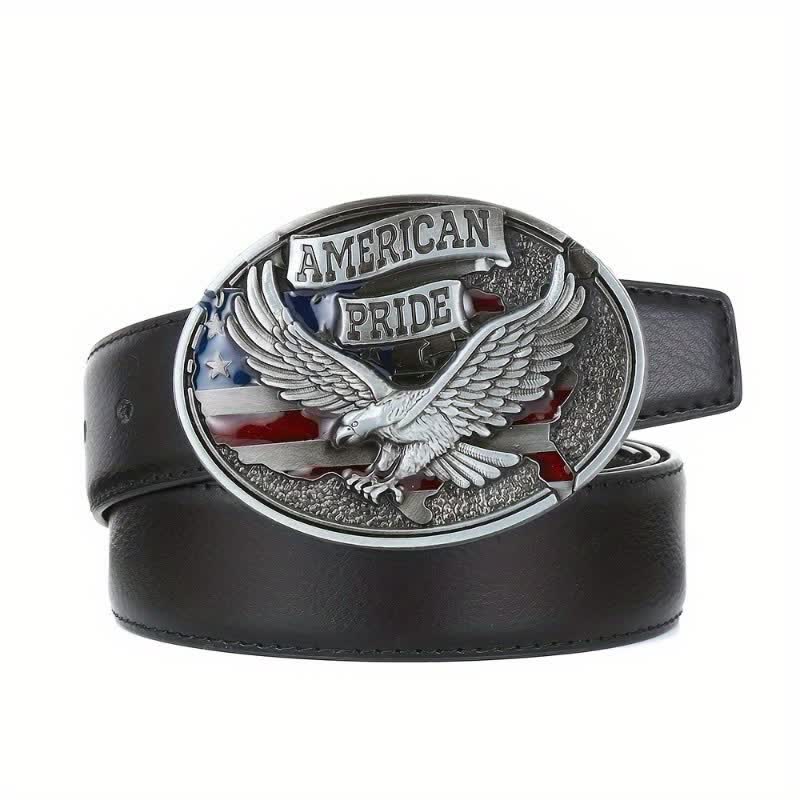 Men's DIY American Pride Eagle Buckle Leather Belt