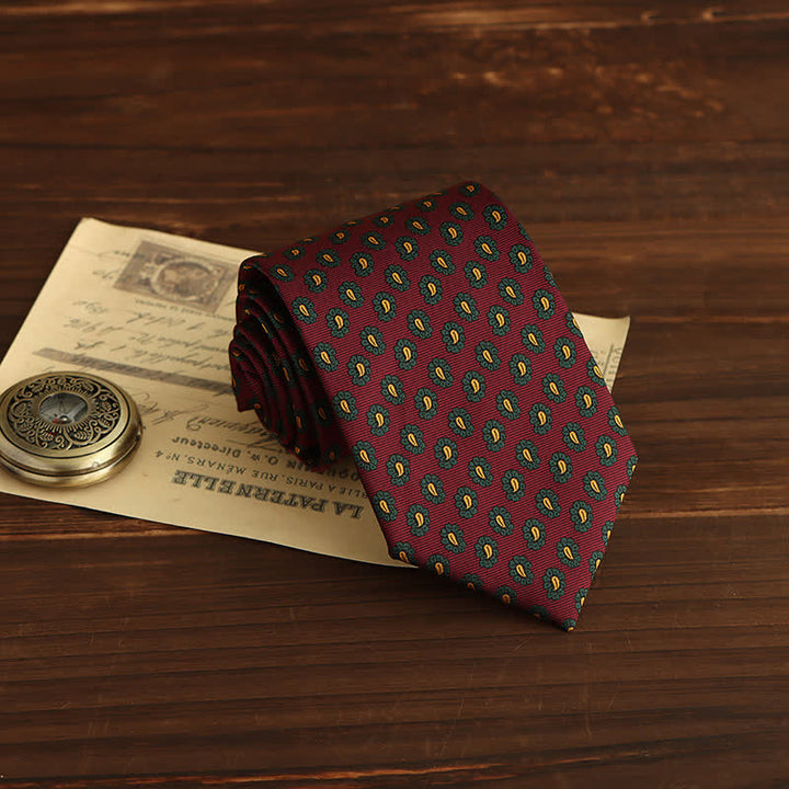 Men's Novelty Micro Paisley Floral Necktie - Red & Green - image 4