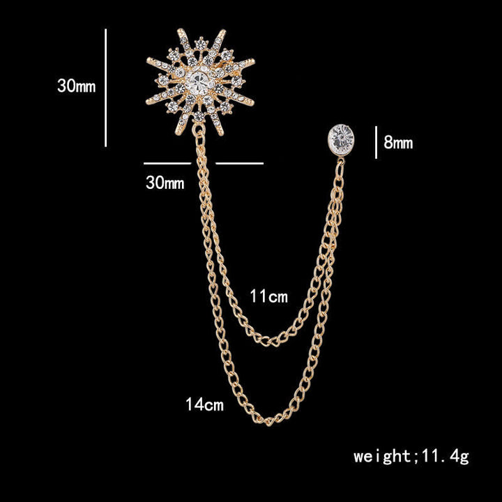 Men's Glittering Octagon Star Tassel Brooch - image 8