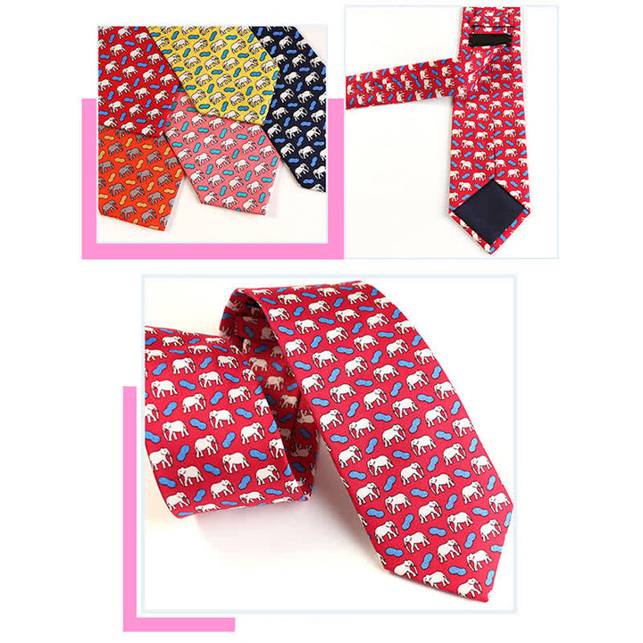 Men's Dancing Animal Motifs Pure Silk Necktie