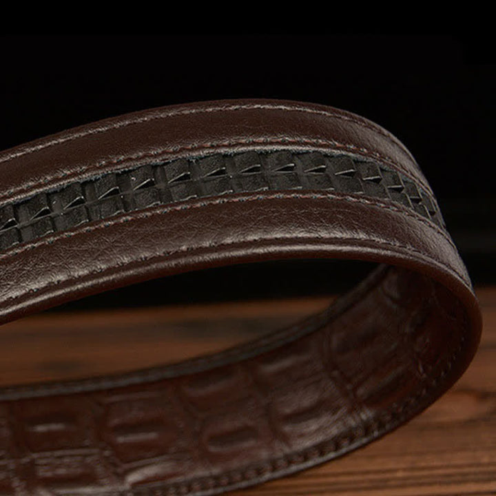 Men's Crocodile Buckle Alligator Pattern Leather Belt