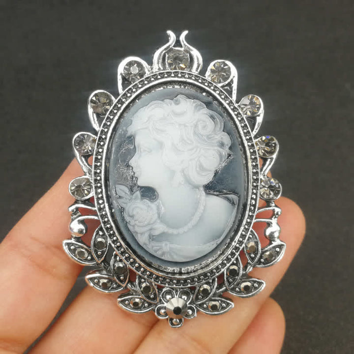 Women's Victorian Cameo Silhouette Leaf Brooch