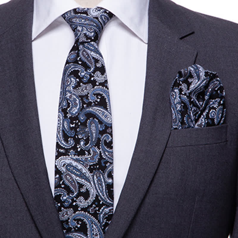 2Pcs Men's Exotic Paisley Necktie Set