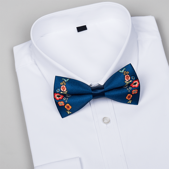 Men's Navy Baroque Flower Bow Tie