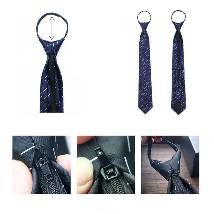 Men's Garden Motif Embroidery Zipper Necktie