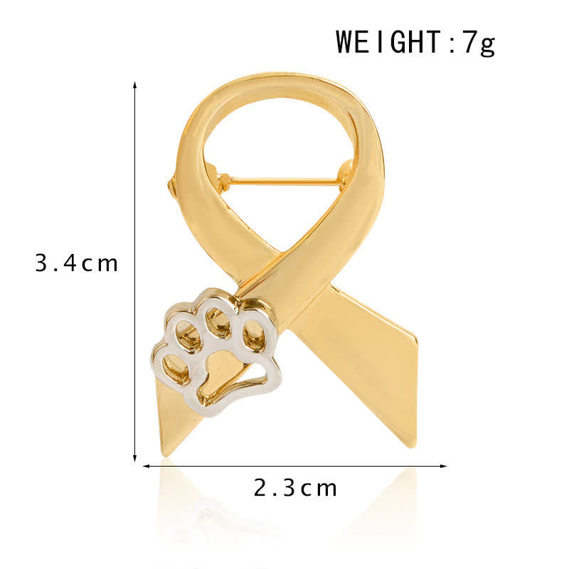 Women's Ribbon Puppy Paw Brooch