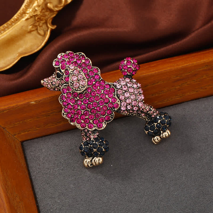 Women's Rhinestone Poodle Dog Brooch