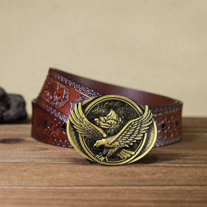 Men's DIY Domineering Flying Eagle Buckle Leather Belt