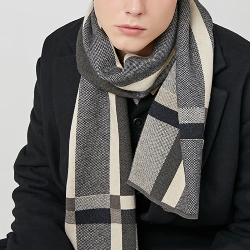 Men's Winter Classical Warm Plaid Stripe Scarf