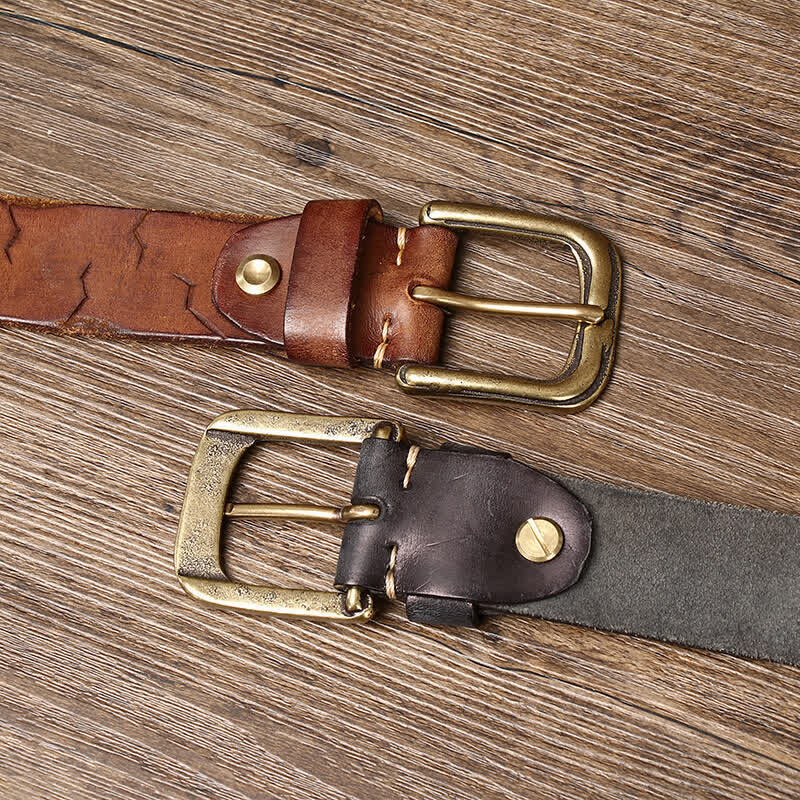 Men's Carving Crack Ship Anchor Leather Belt - image 2