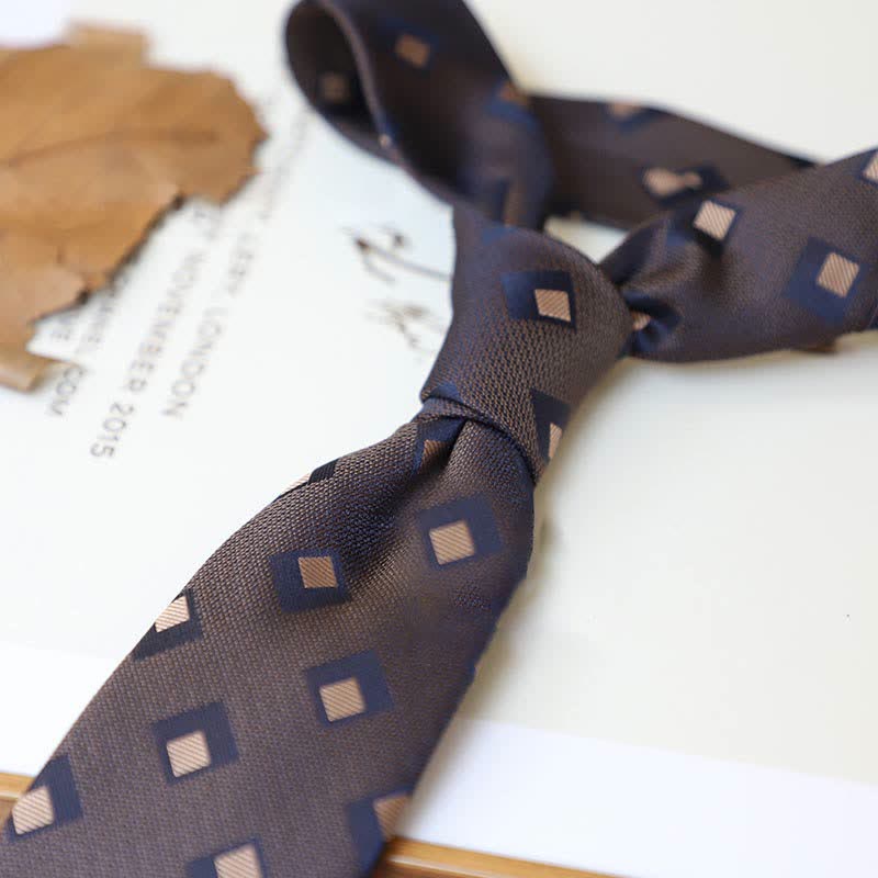 Men's Coffee Colors Series Striped Paisley Necktie - Style #17 - image 20