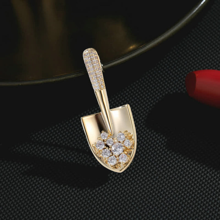 Unisex Plated Mini Shovel Brooch