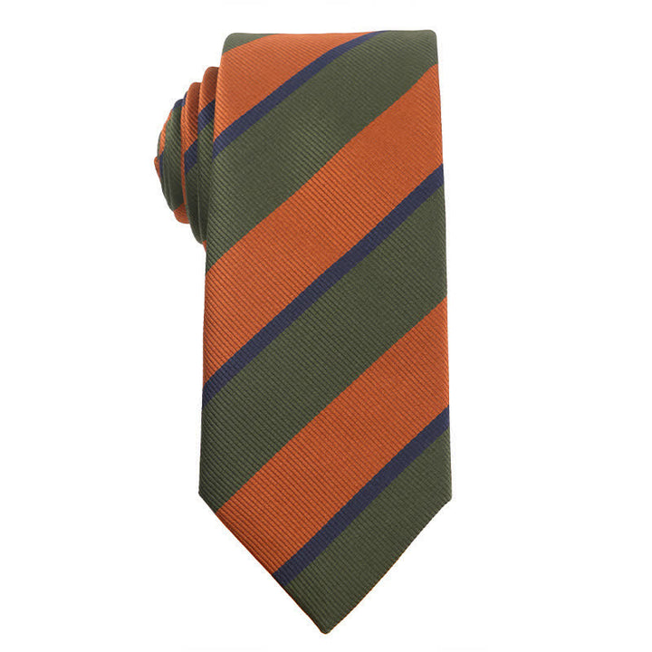 Men's Forest Green Orange Series Necktie - Striped - image 8