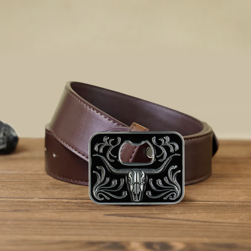 Men's DIY Opener Buckle Leather Belt