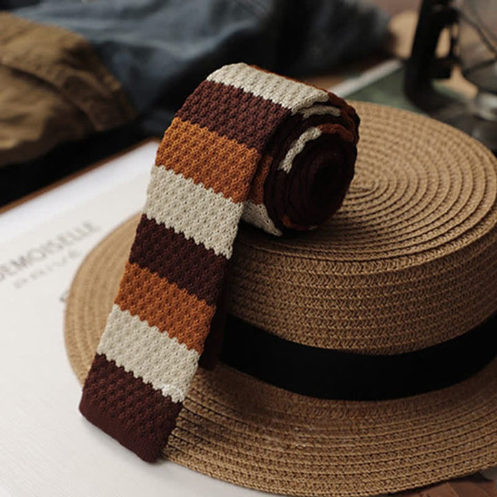 Men's Autumn Horizonal Striped Knitted Necktie