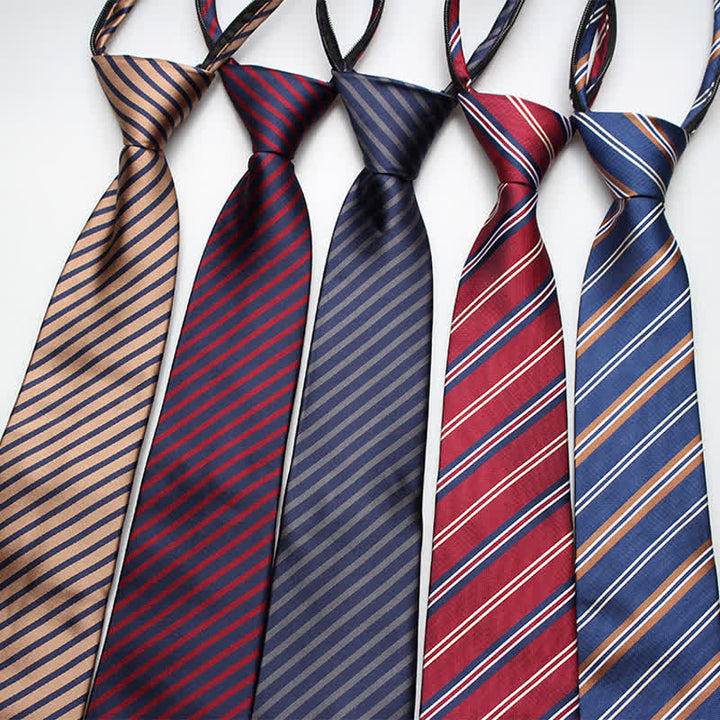 Men's Preppy Zipper Tie Striped Necktie - image 0