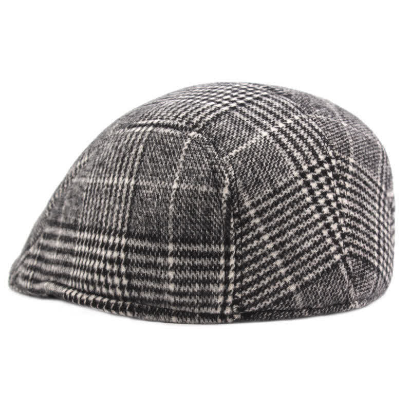 Men's Classic Plaid Cotton Beret Cap