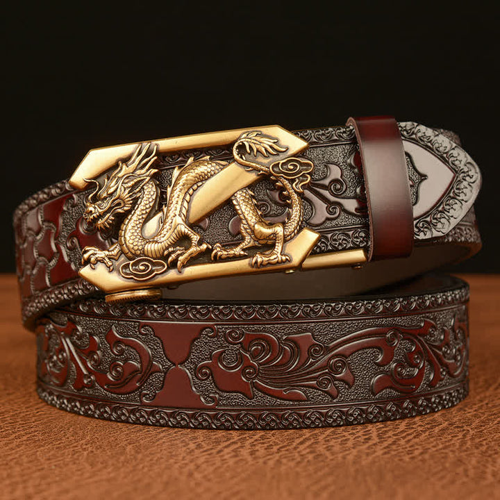 Men's Embossing Retro Dragon Z Letter Leather Belt