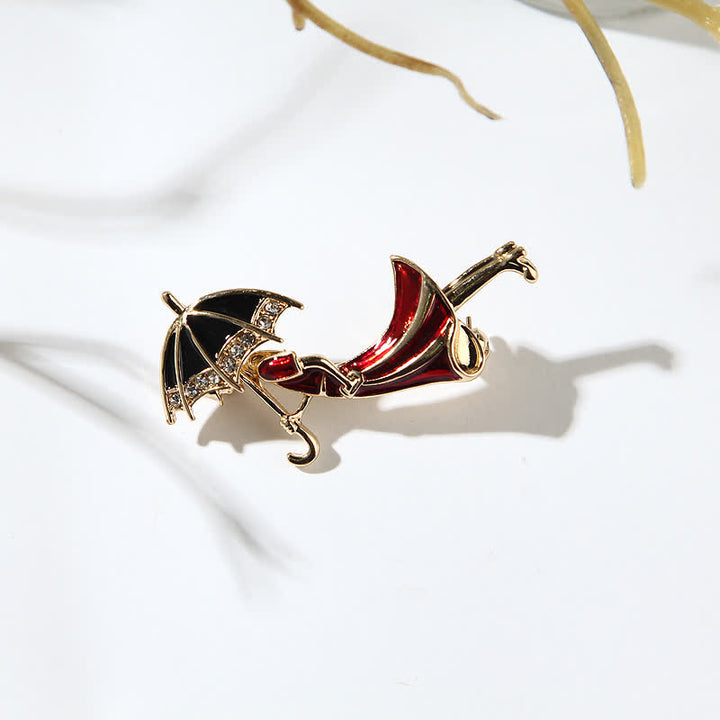 Women's Lovely Umbrella Red Lady Brooch