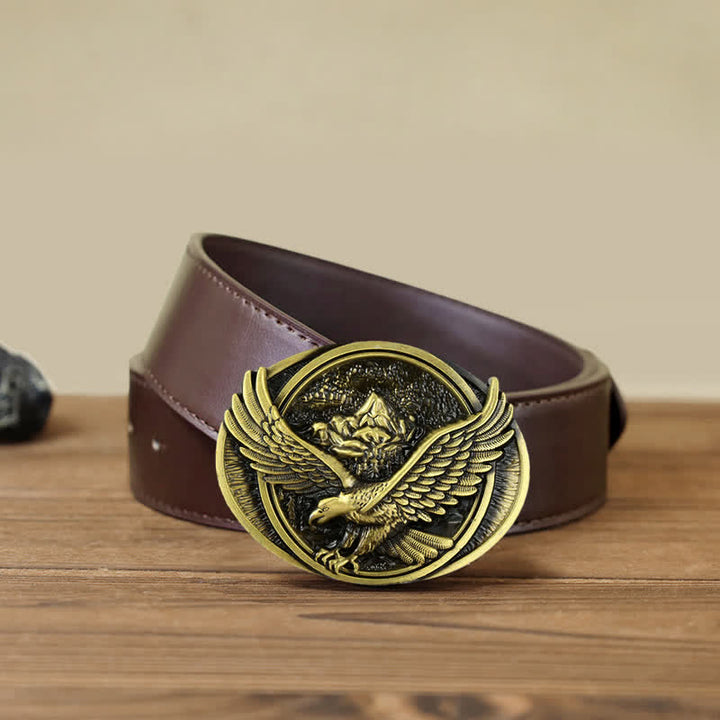 Men's DIY Domineering Flying Eagle Buckle Leather Belt